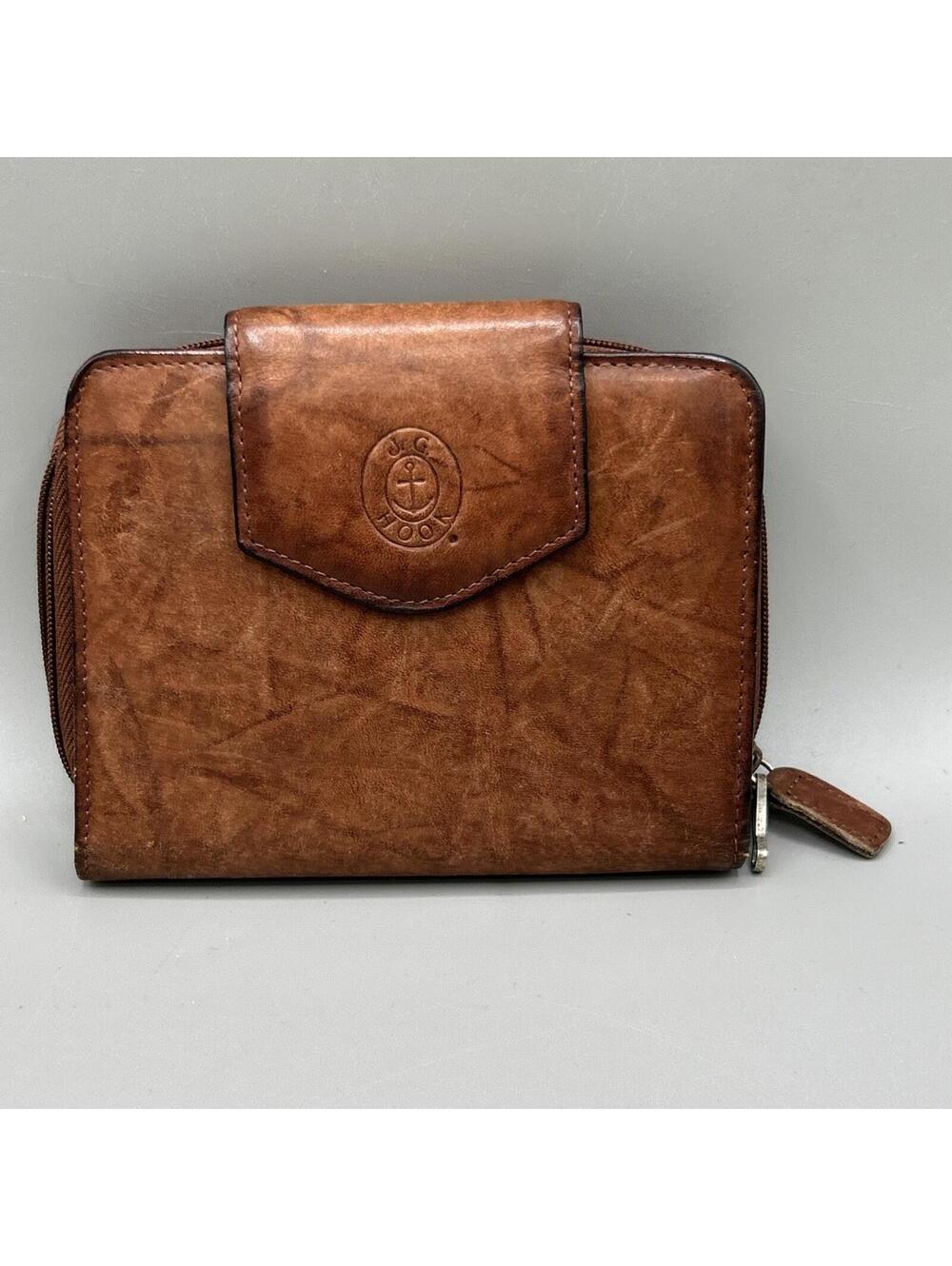 J G Hook Brown leather wallet with brown trim